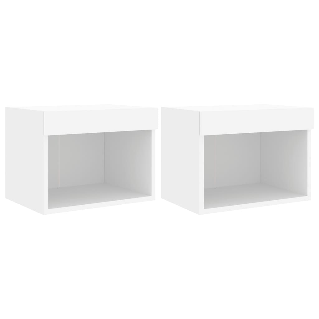 vidaXL Noptiere cu lumini LED montate pe perete, 2 buc., alb vidaXL Noptiere cu lumini LED montate pe perete, 2 buc., alb