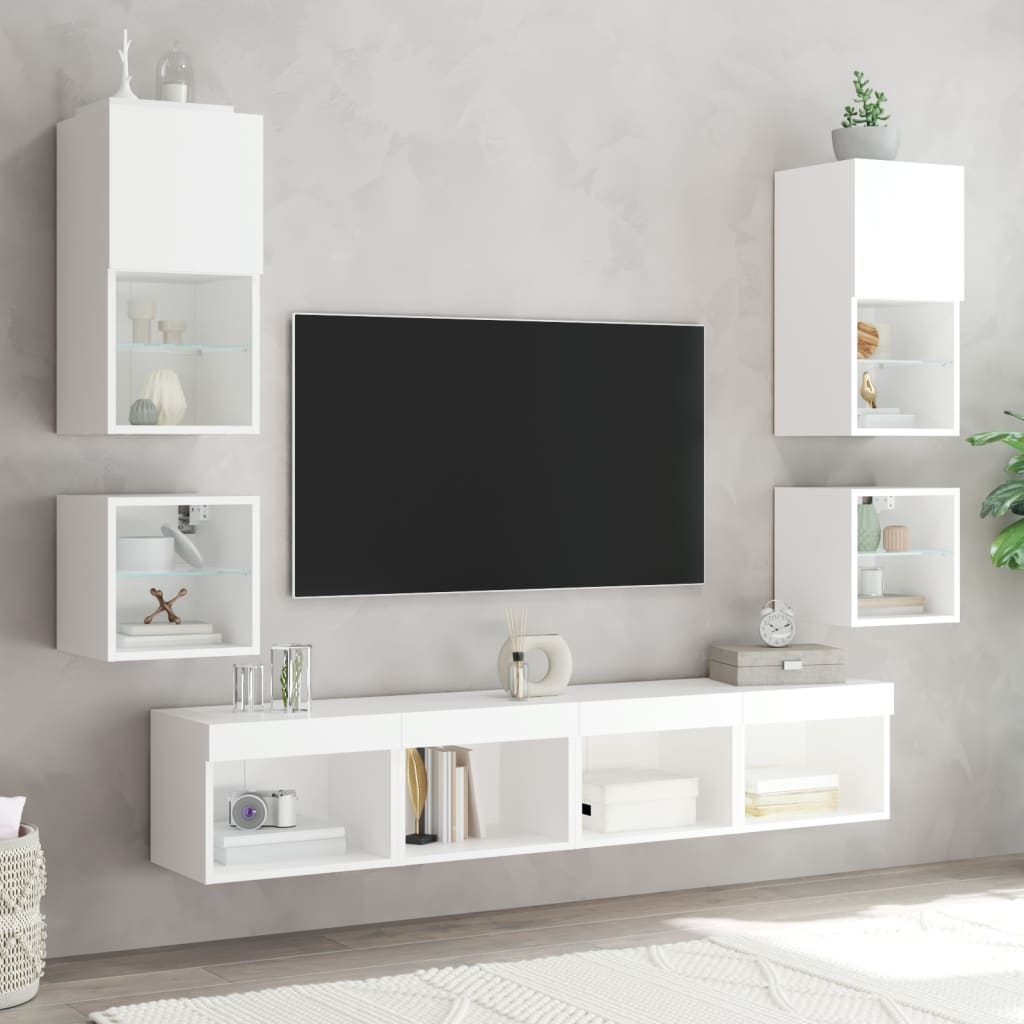 vidaXL Noptiere cu lumini LED montate pe perete, 2 buc., alb vidaXL Noptiere cu lumini LED montate pe perete, 2 buc., alb