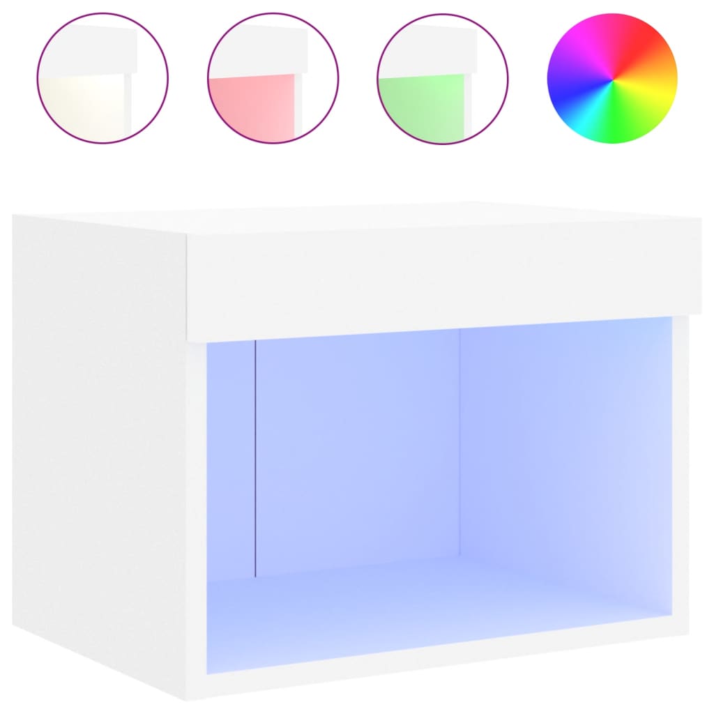 vidaXL Noptiere cu lumini LED montate pe perete, 2 buc., alb vidaXL Noptiere cu lumini LED montate pe perete, 2 buc., alb