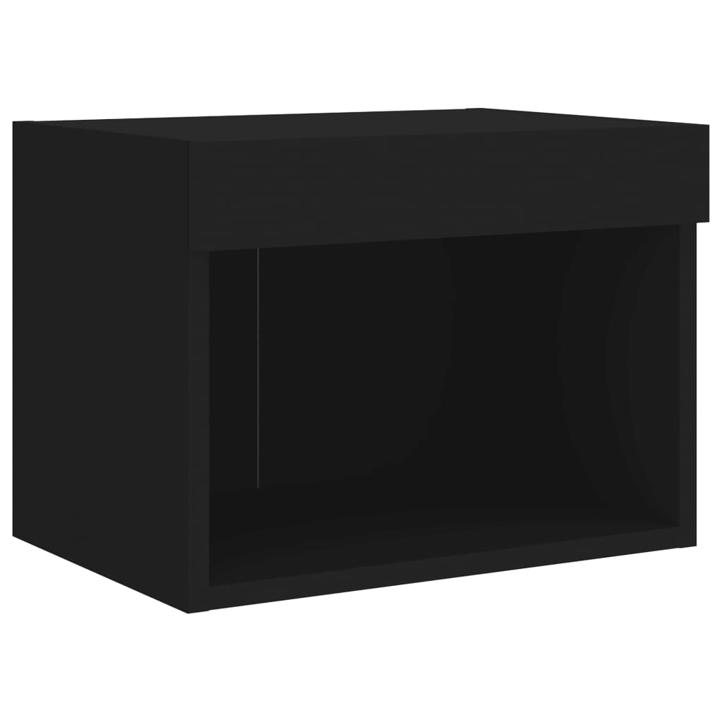 vidaXL Noptieră cu lumini LED montată pe perete, negru vidaXL Noptieră cu lumini LED montată pe perete, negru