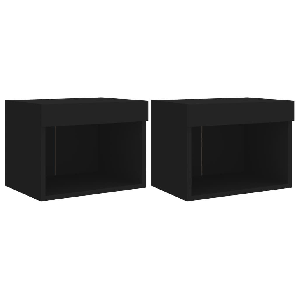 vidaXL Noptiere cu lumini LED montate pe perete, 2 buc., negru vidaXL Noptiere cu lumini LED montate pe perete, 2 buc., negru