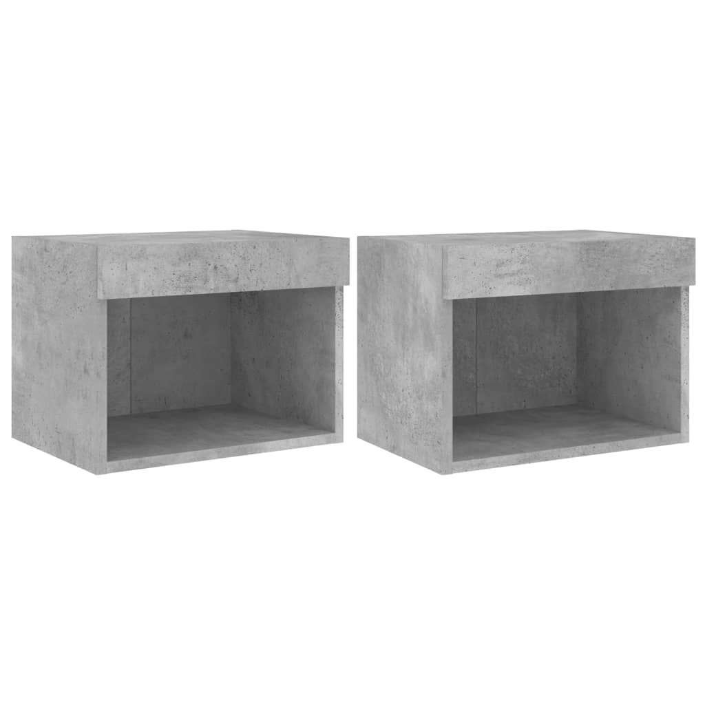 vidaXL Noptiere cu lumini LED montate pe perete, 2 buc., gri beton vidaXL Noptiere cu lumini LED montate pe perete, 2 buc., gri beton