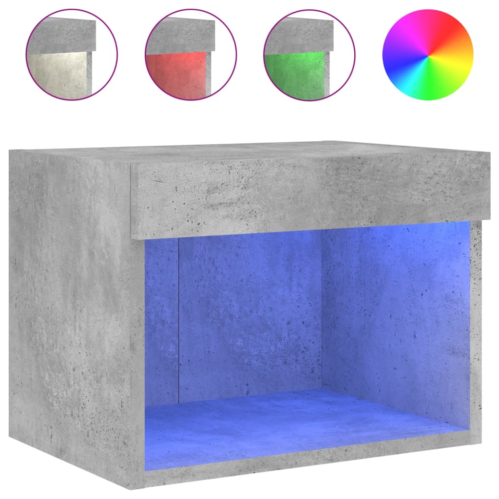 vidaXL Noptiere cu lumini LED montate pe perete, 2 buc., gri beton vidaXL Noptiere cu lumini LED montate pe perete, 2 buc., gri beton