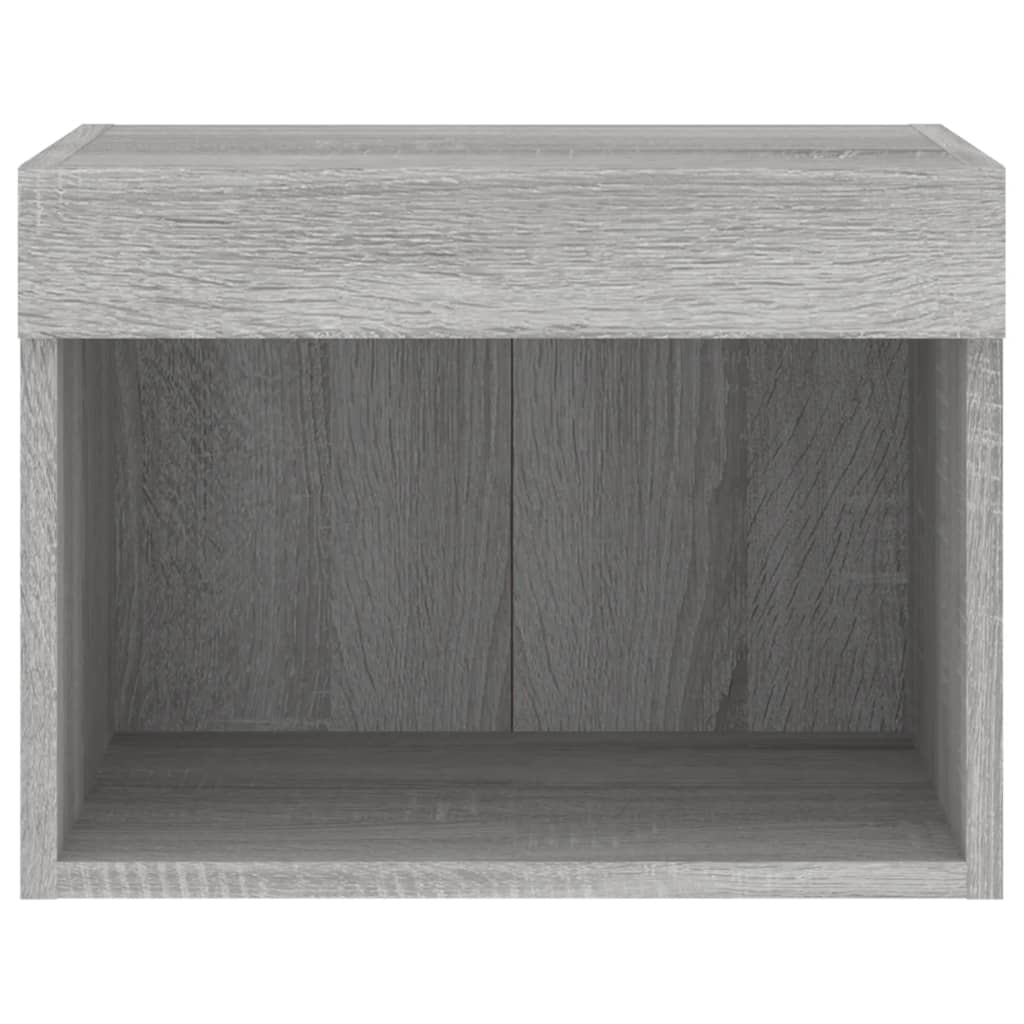 vidaXL Noptiere cu lumini LED montate pe perete, 2 buc.,stejar fumuriu vidaXL Noptiere cu lumini LED montate pe perete, 2 buc.,stejar fumuriu