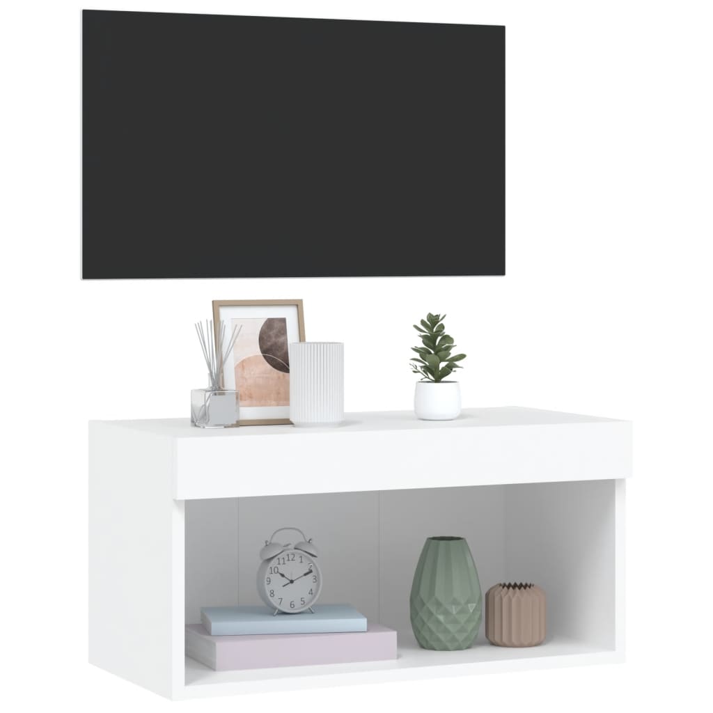vidaXL Comodă TV cu lumini LED, alb, 60x30x30 cm vidaXL Comodă TV cu lumini LED, alb, 60x30x30 cm