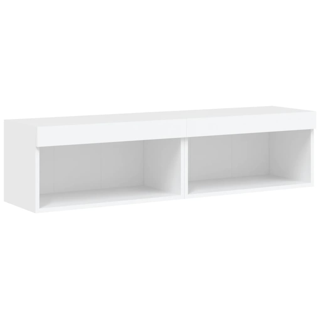 vidaXL Comode TV cu lumini LED, 2 buc., alb, 60x30x30 cm