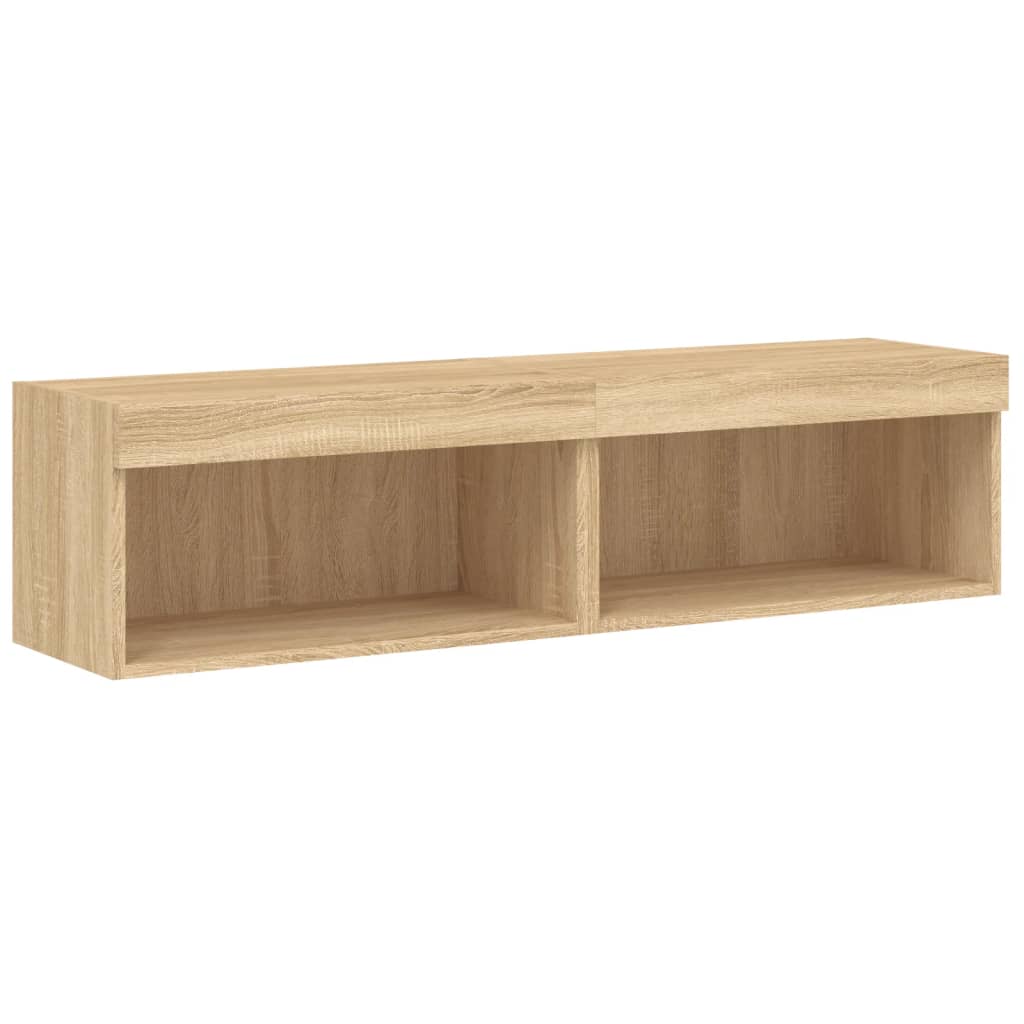 vidaXL Comode TV cu lumini LED, 2 buc., stejar sonoma, 60x30x30 cm