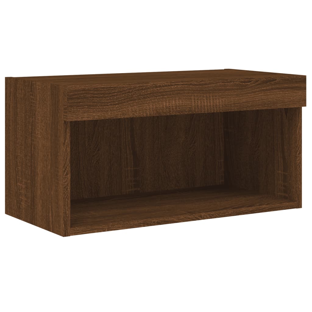 vidaXL Comodă TV cu lumini LED, stejar maro, 60x30x30 cm