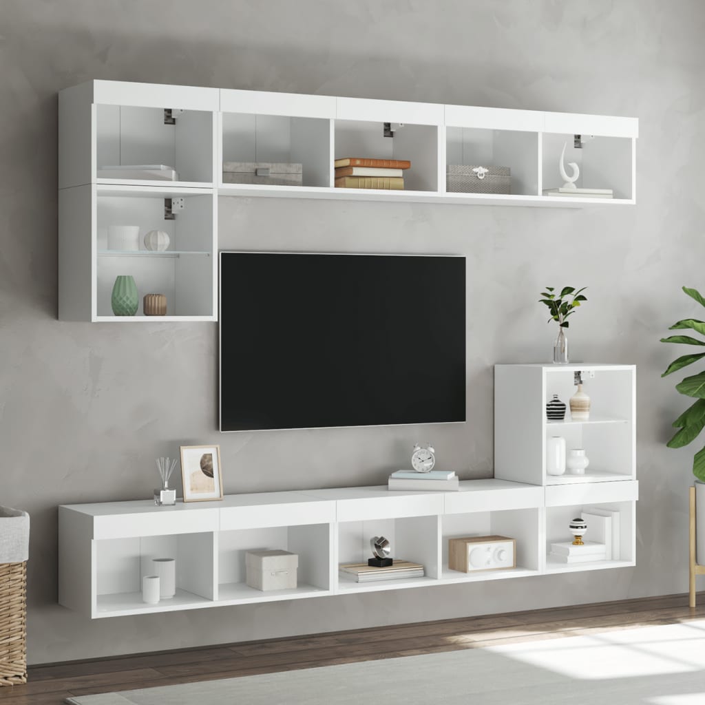 vidaXL Comodă TV cu lumini LED, alb, 80x30x30 cm vidaXL Comodă TV cu lumini LED, alb, 80x30x30 cm