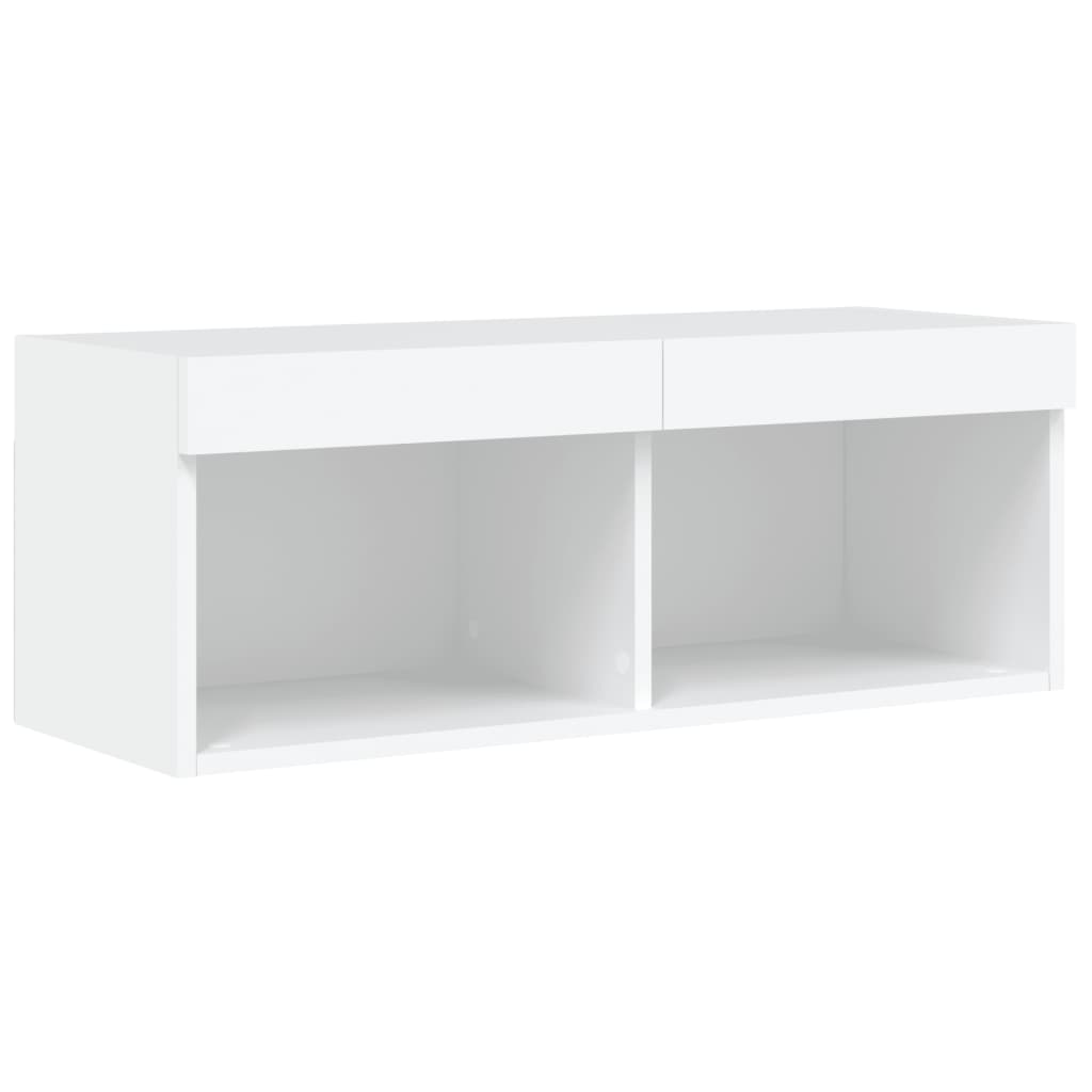 vidaXL Comodă TV cu lumini LED, alb, 80x30x30 cm vidaXL Comodă TV cu lumini LED, alb, 80x30x30 cm