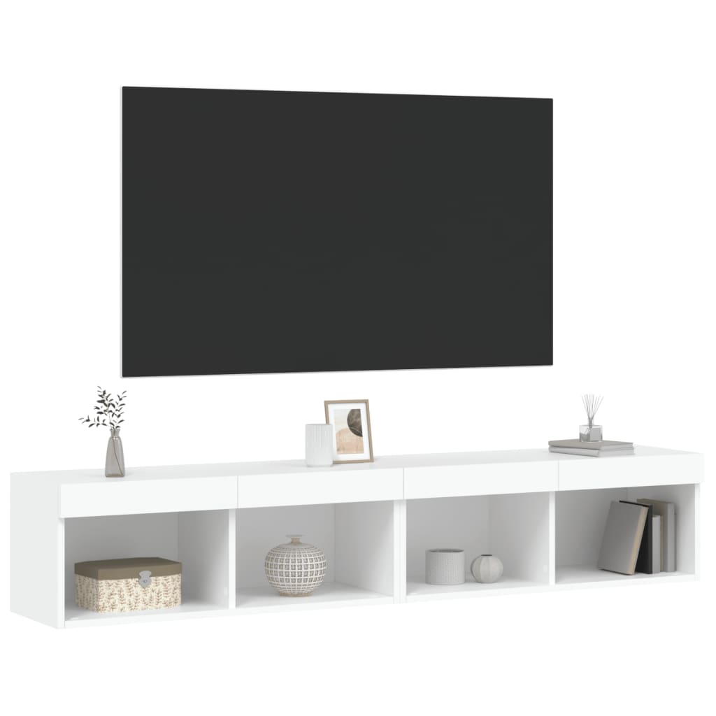 vidaXL Comode TV cu lumini LED, 2 buc., alb, 60x30x30 cm