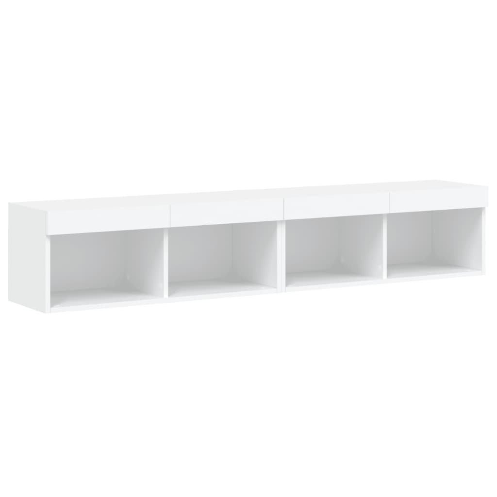 vidaXL Comode TV cu lumini LED, 2 buc., alb, 60x30x30 cm