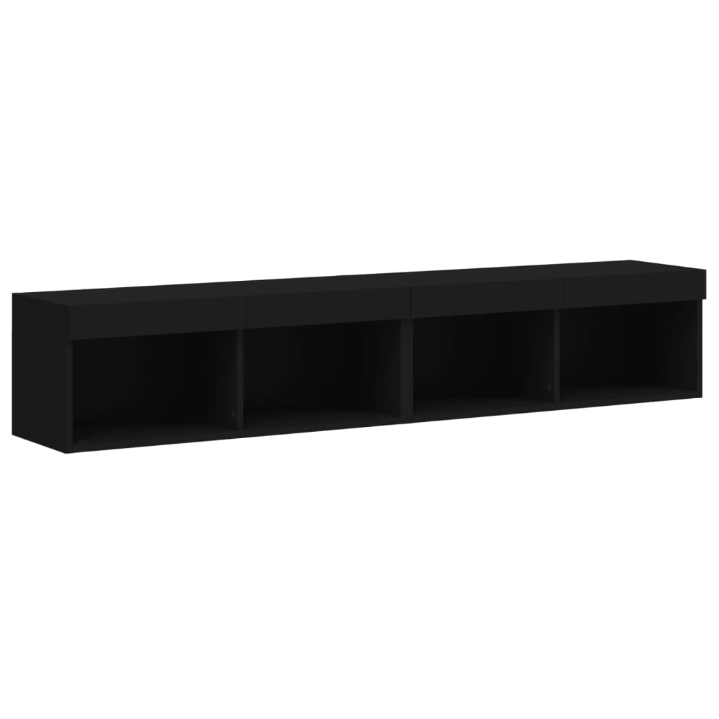 vidaXL Comode TV cu lumini LED, 2 buc., negru, 60x30x30 cm