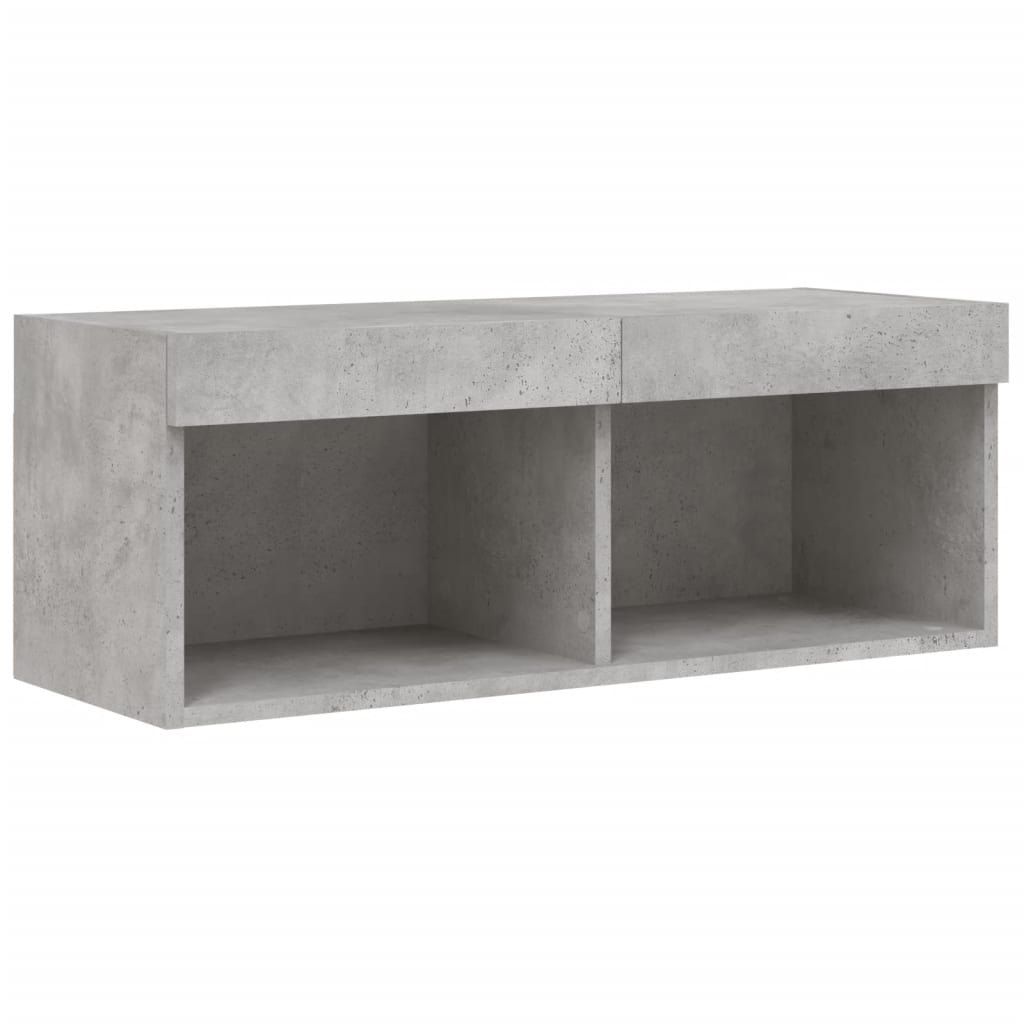 vidaXL Comodă TV cu lumini LED, gri beton, 80x30x30 cm vidaXL Comodă TV cu lumini LED, gri beton, 80x30x30 cm
