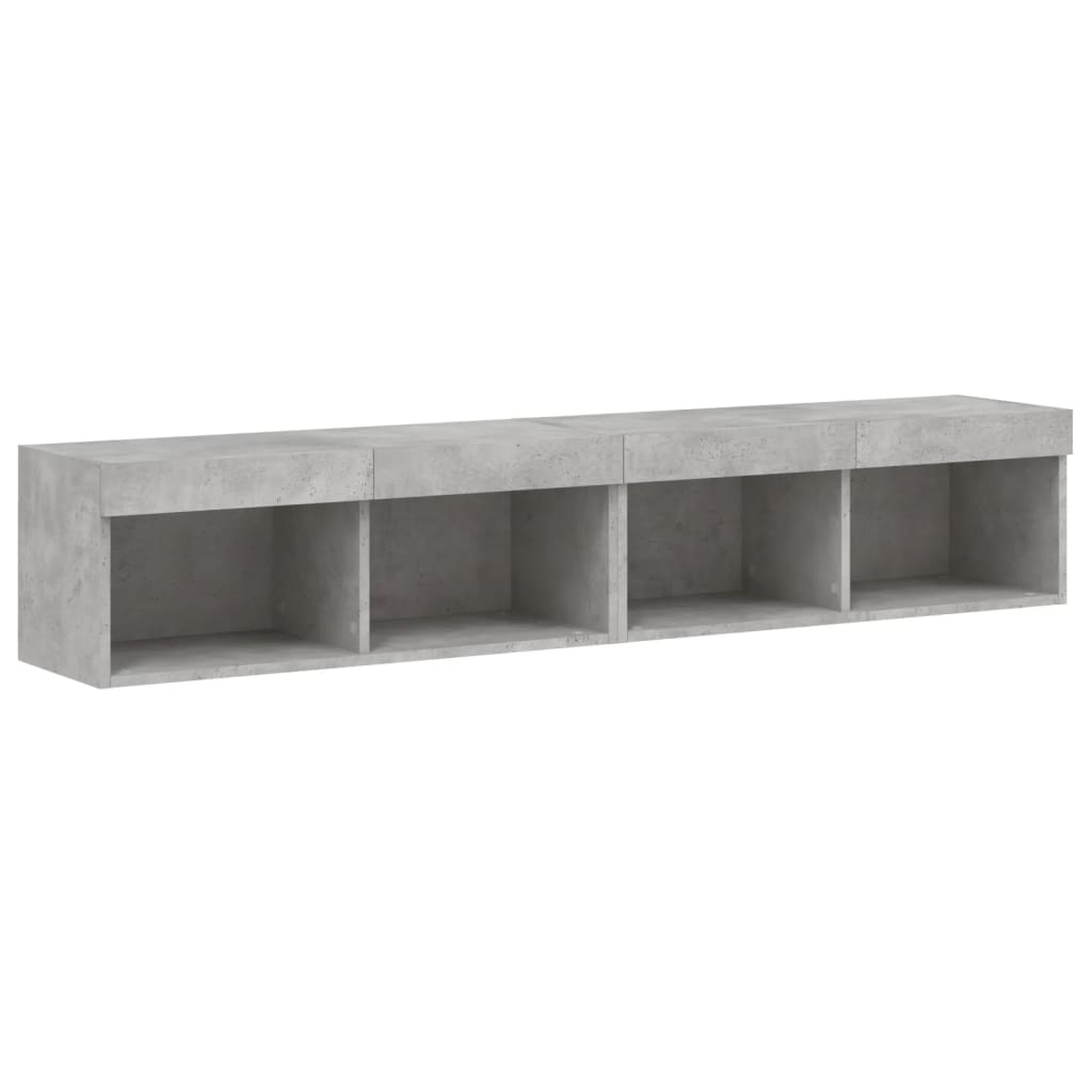 vidaXL Comode TV cu lumini LED, 2 buc., gri beton, 80x30x30 cm