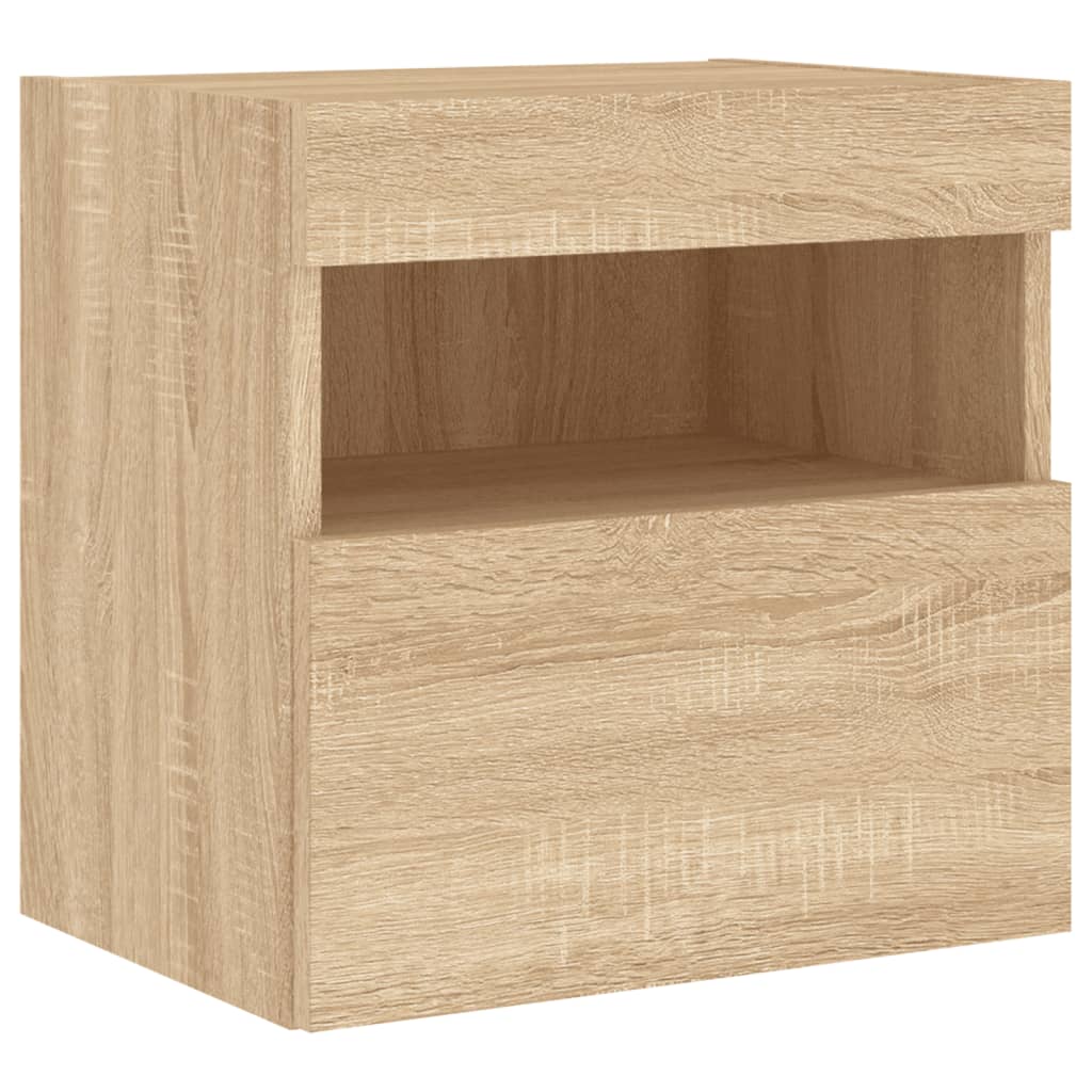 vidaXL Comodă TV de perete cu lumini LED, stejar sonoma, 40x30x40 cm vidaXL Comodă TV de perete cu lumini LED, stejar sonoma, 40x30x40 cm