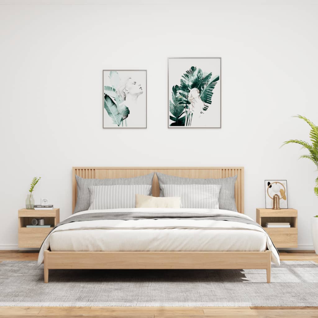 vidaXL Comodă TV de perete cu LED, 2 buc. stejar sonoma, 40x30x40 cm vidaXL Comodă TV de perete cu LED, 2 buc. stejar sonoma, 40x30x40 cm