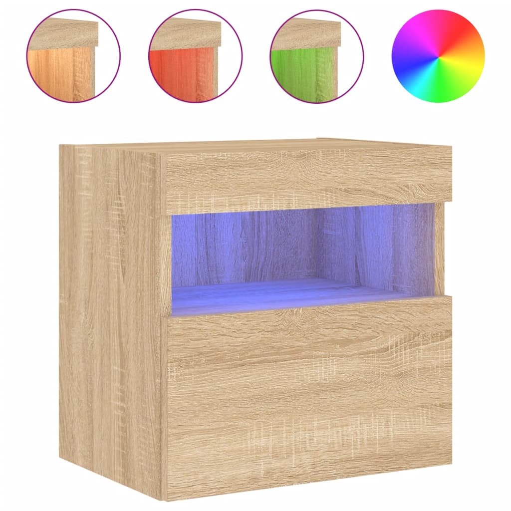 vidaXL Comodă TV de perete cu LED, 2 buc. stejar sonoma, 40x30x40 cm vidaXL Comodă TV de perete cu LED, 2 buc. stejar sonoma, 40x30x40 cm
