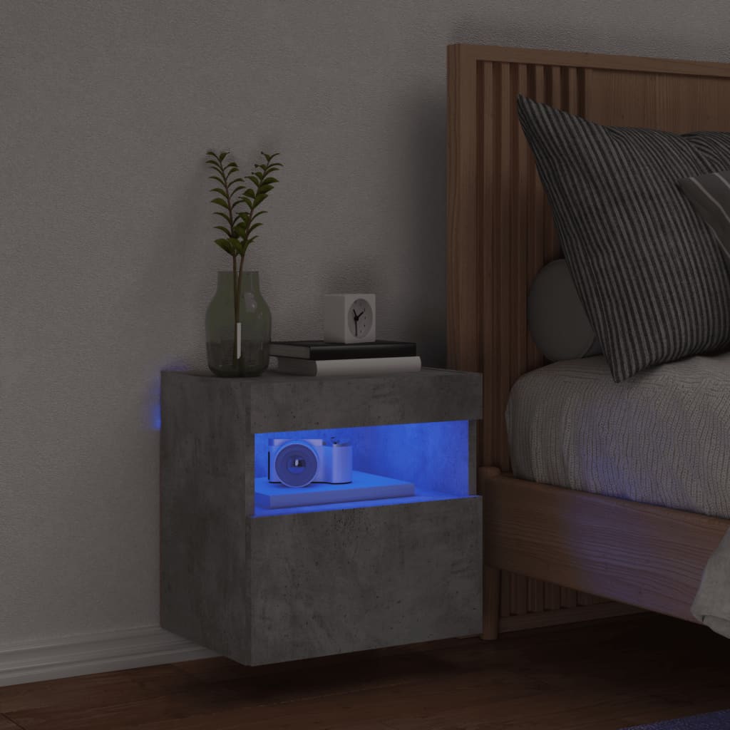 vidaXL Comodă TV de perete cu lumini LED, gri beton, 40x30x40 cm vidaXL Comodă TV de perete cu lumini LED, gri beton, 40x30x40 cm