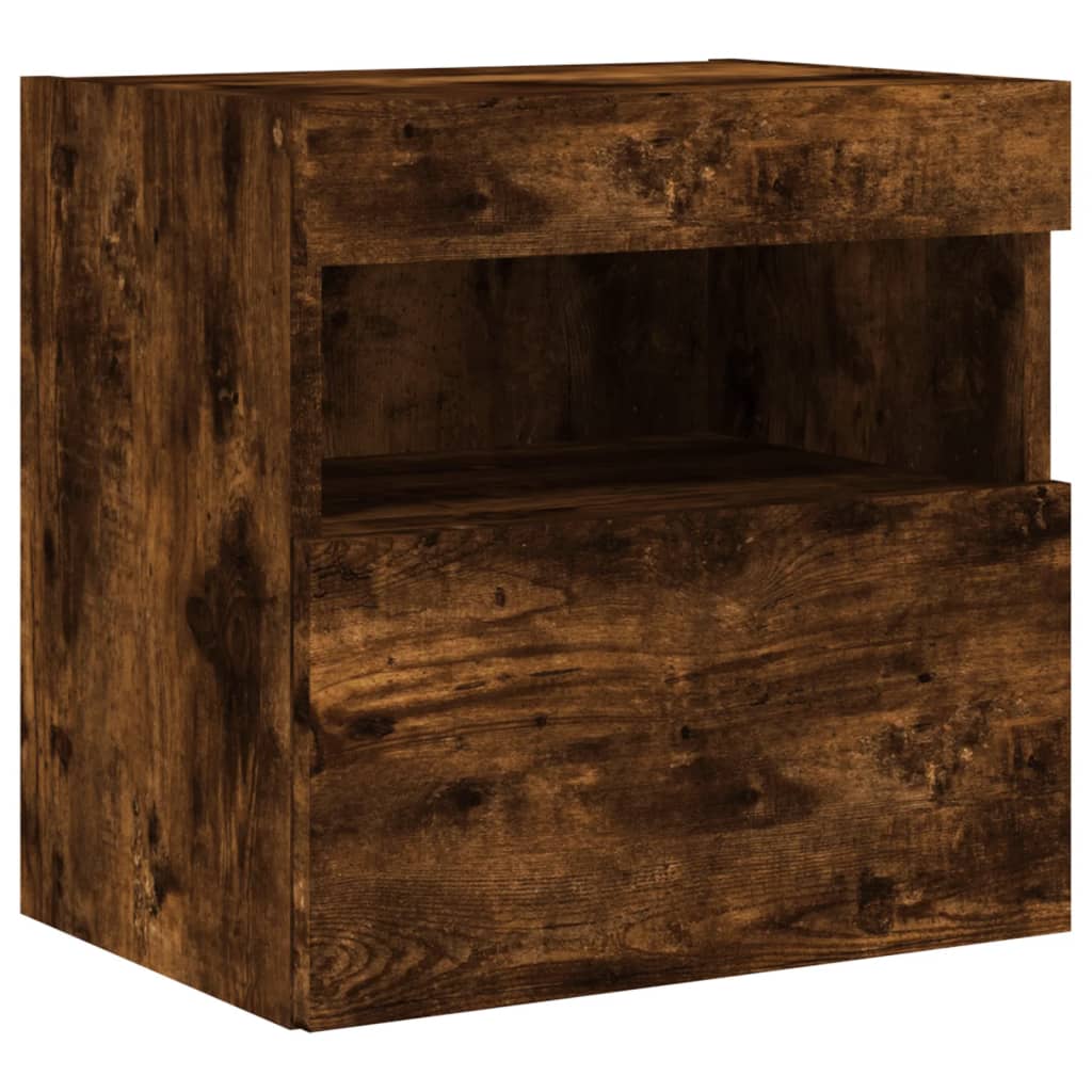 vidaXL Comodă TV de perete cu lumini LED, stejar fumuriu, 40x30x40 cm vidaXL Comodă TV de perete cu lumini LED, stejar fumuriu, 40x30x40 cm