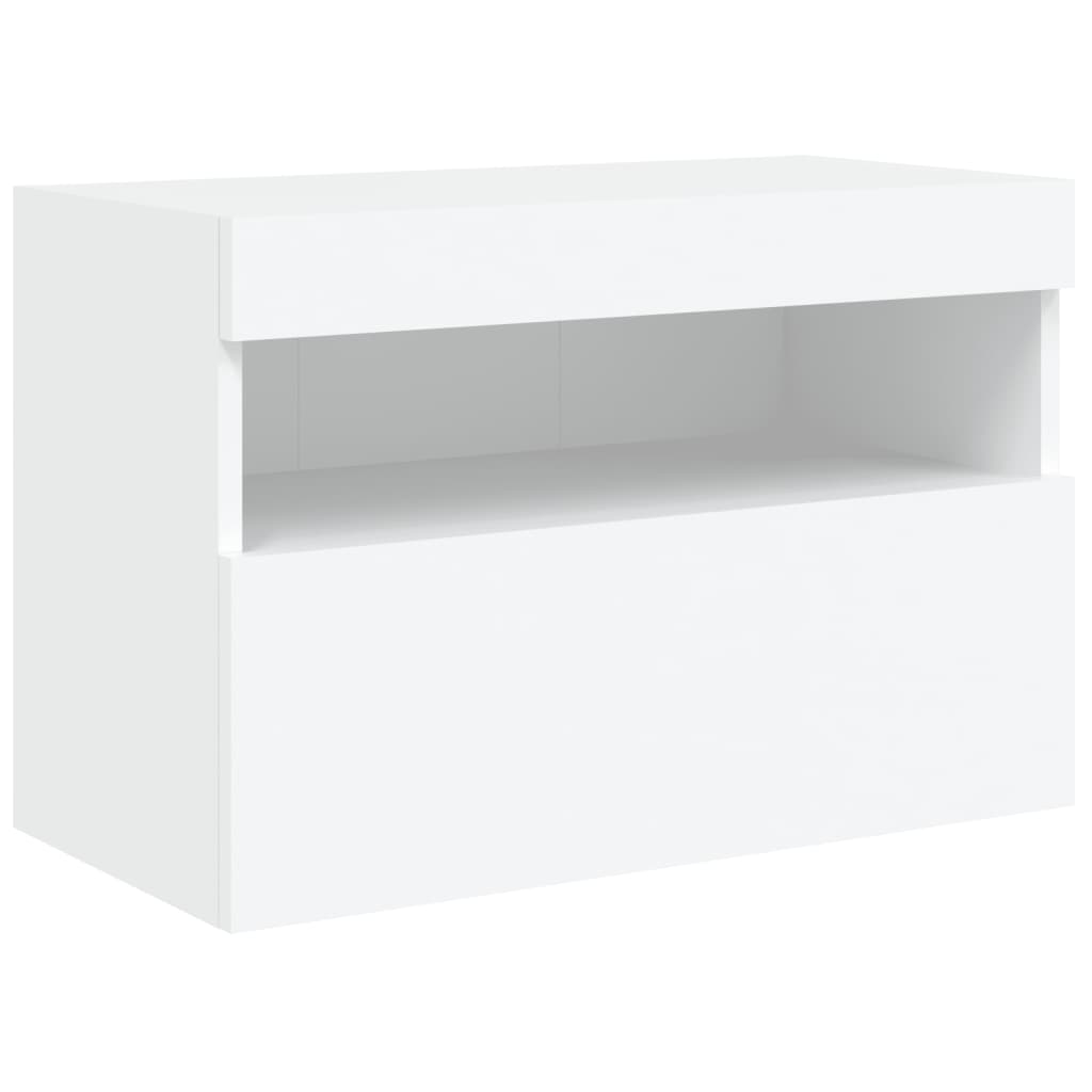 vidaXL Comodă TV de perete cu lumini LED, alb, 60x30x40 cm vidaXL Comodă TV de perete cu lumini LED, alb, 60x30x40 cm