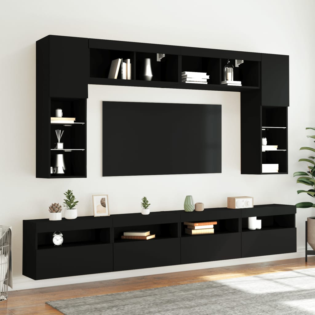 vidaXL Comodă TV de perete cu lumini LED, negru, 60x30x40 cm vidaXL Comodă TV de perete cu lumini LED, negru, 60x30x40 cm