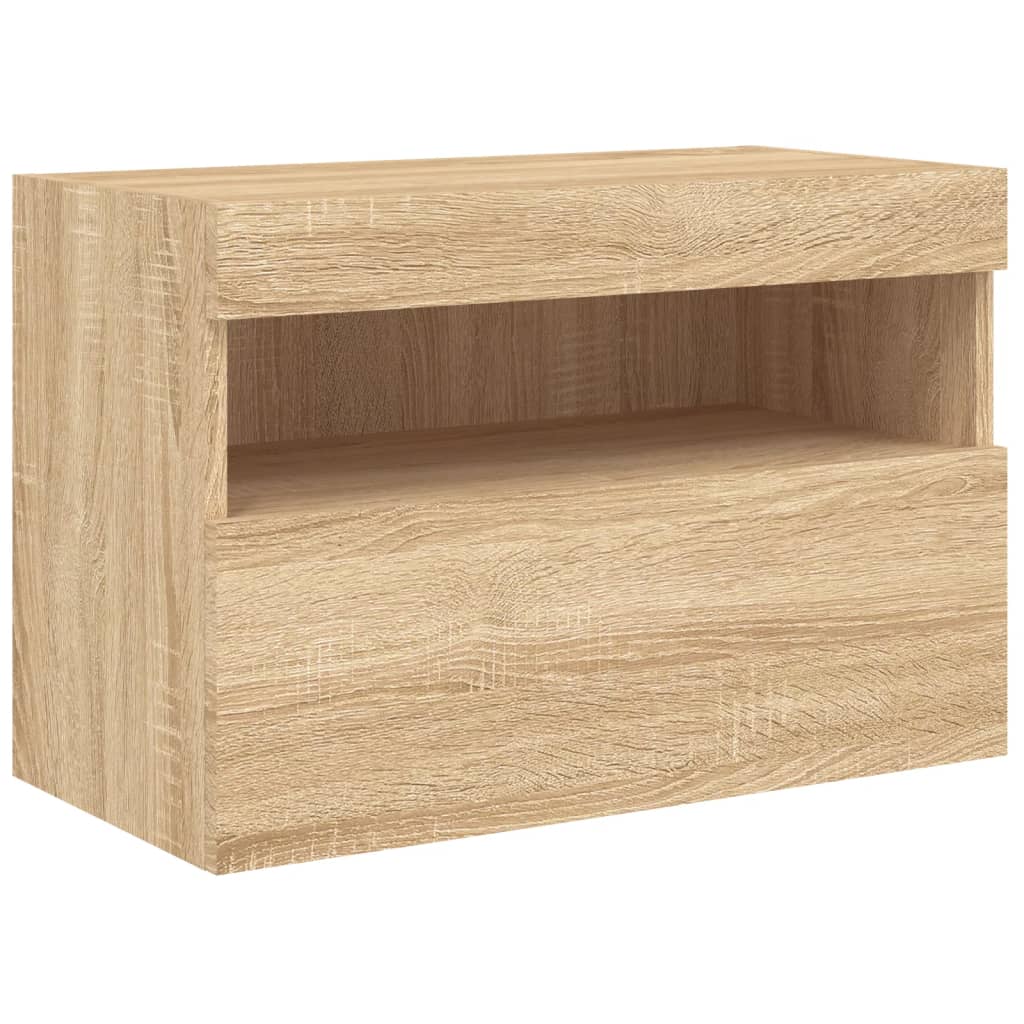 vidaXL Comodă TV de perete cu lumini LED, stejar sonoma, 60x30x40 cm