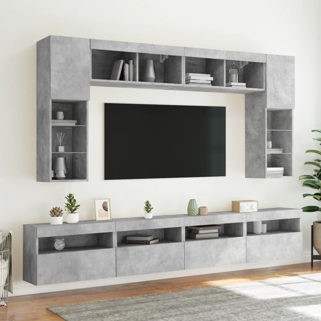 vidaXL Comodă TV de perete cu lumini LED, gri beton, 60x30x40 cm vidaXL Comodă TV de perete cu lumini LED, gri beton, 60x30x40 cm