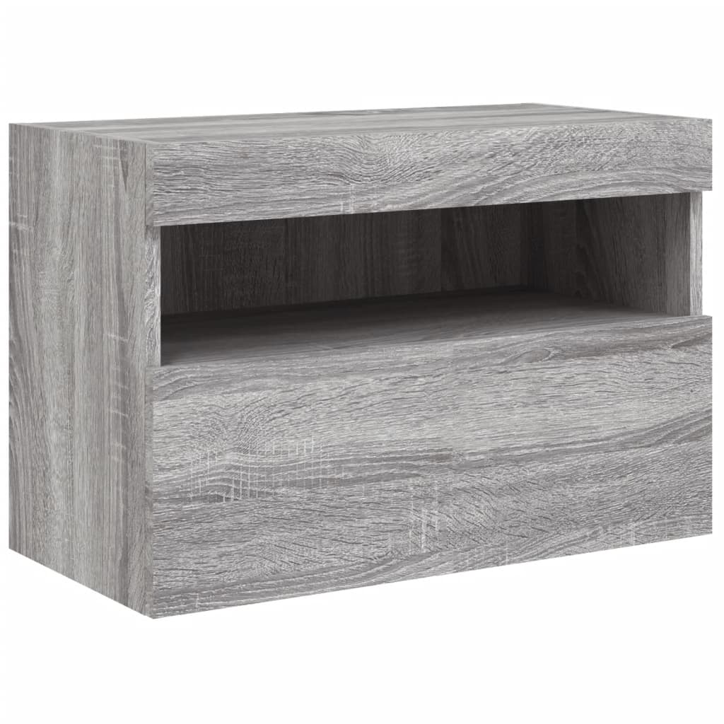 vidaXL Comodă TV de perete cu lumini LED, gri sonoma, 60x30x40 cm vidaXL Comodă TV de perete cu lumini LED, gri sonoma, 60x30x40 cm
