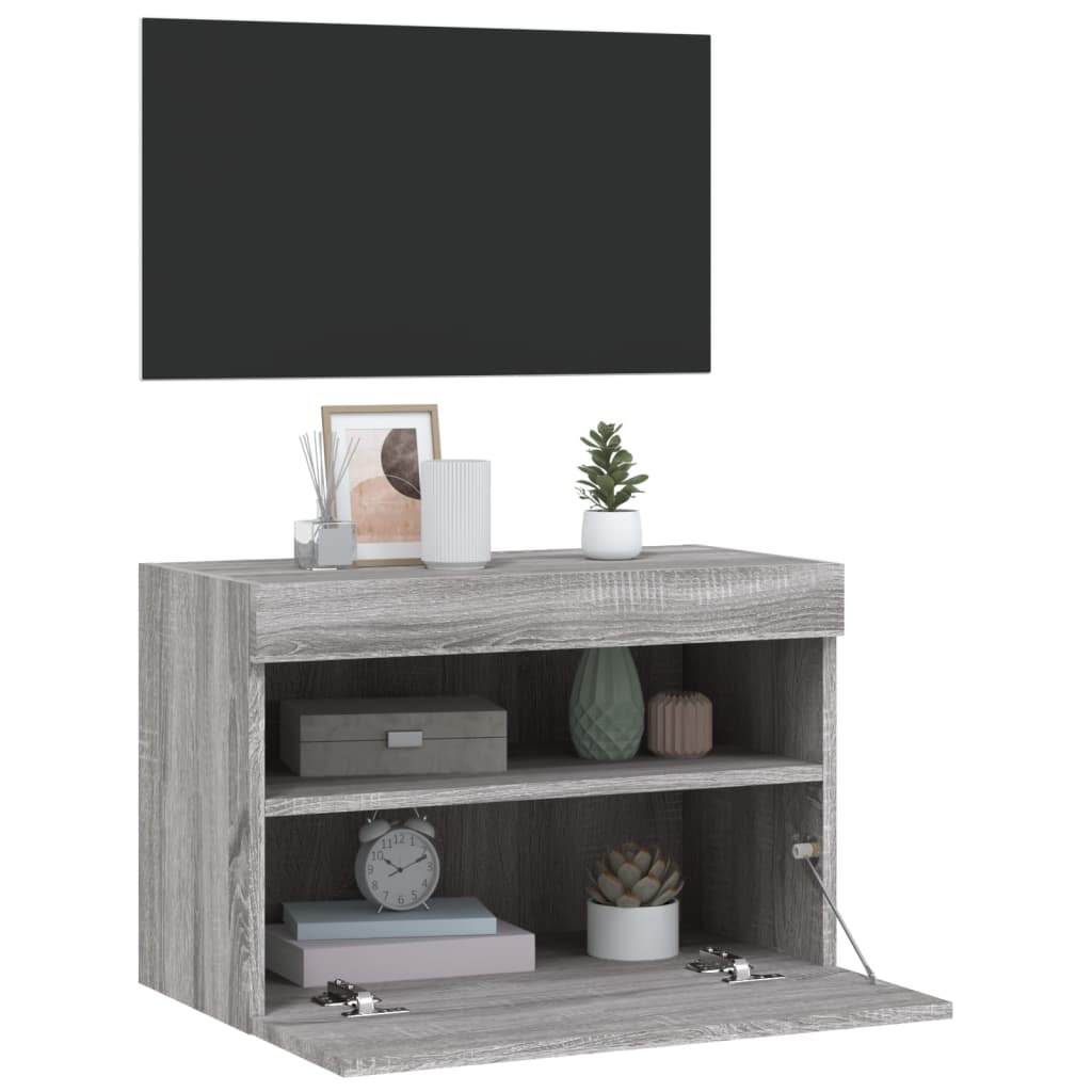vidaXL Comodă TV de perete cu lumini LED, gri sonoma, 60x30x40 cm vidaXL Comodă TV de perete cu lumini LED, gri sonoma, 60x30x40 cm