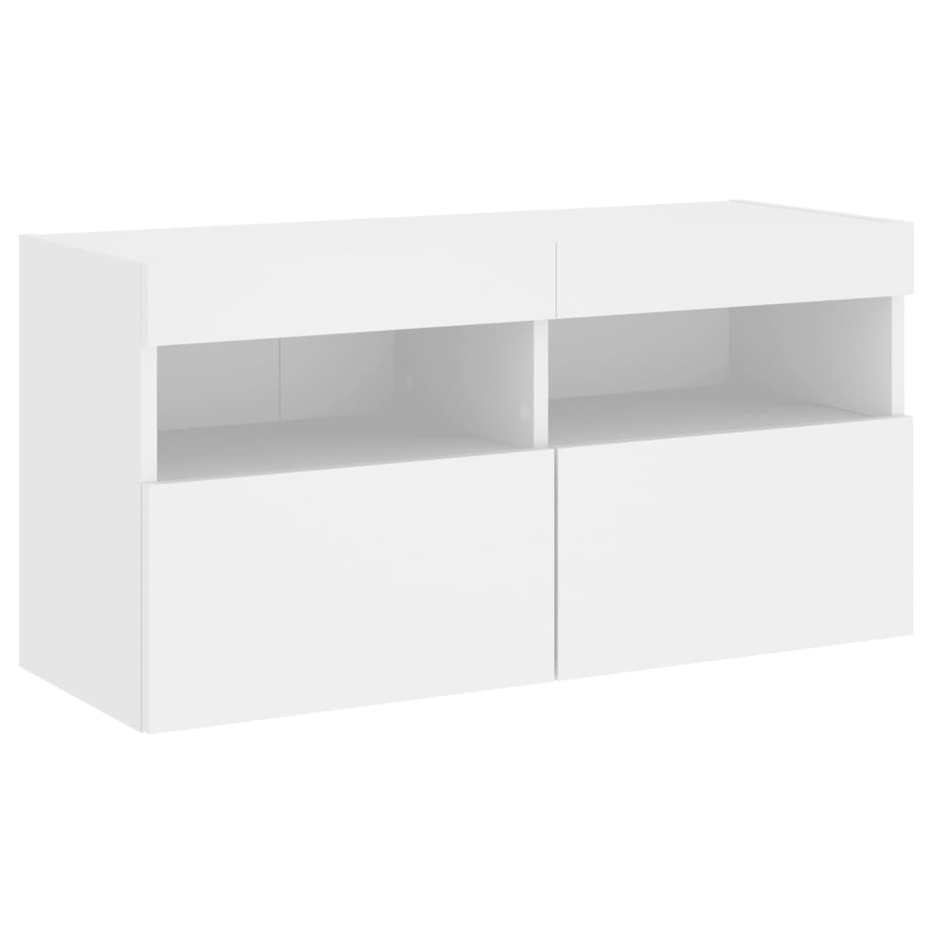vidaXL Comodă TV de perete cu lumini LED, alb, 80x30x40 cm vidaXL Comodă TV de perete cu lumini LED, alb, 80x30x40 cm