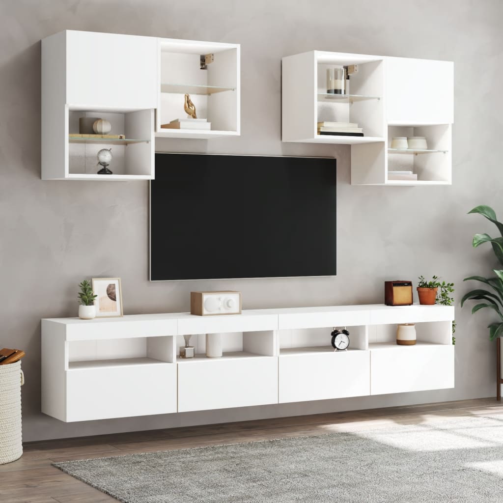 vidaXL Comodă TV de perete cu lumini LED, alb, 100x30x40 cm vidaXL Comodă TV de perete cu lumini LED, alb, 100x30x40 cm