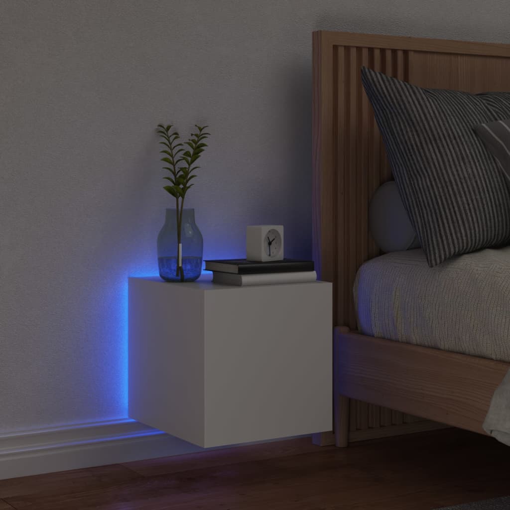 vidaXL Comodă TV de perete cu lumini LED, alb, 30,5x35x30 cm vidaXL Comodă TV de perete cu lumini LED, alb, 30,5x35x30 cm