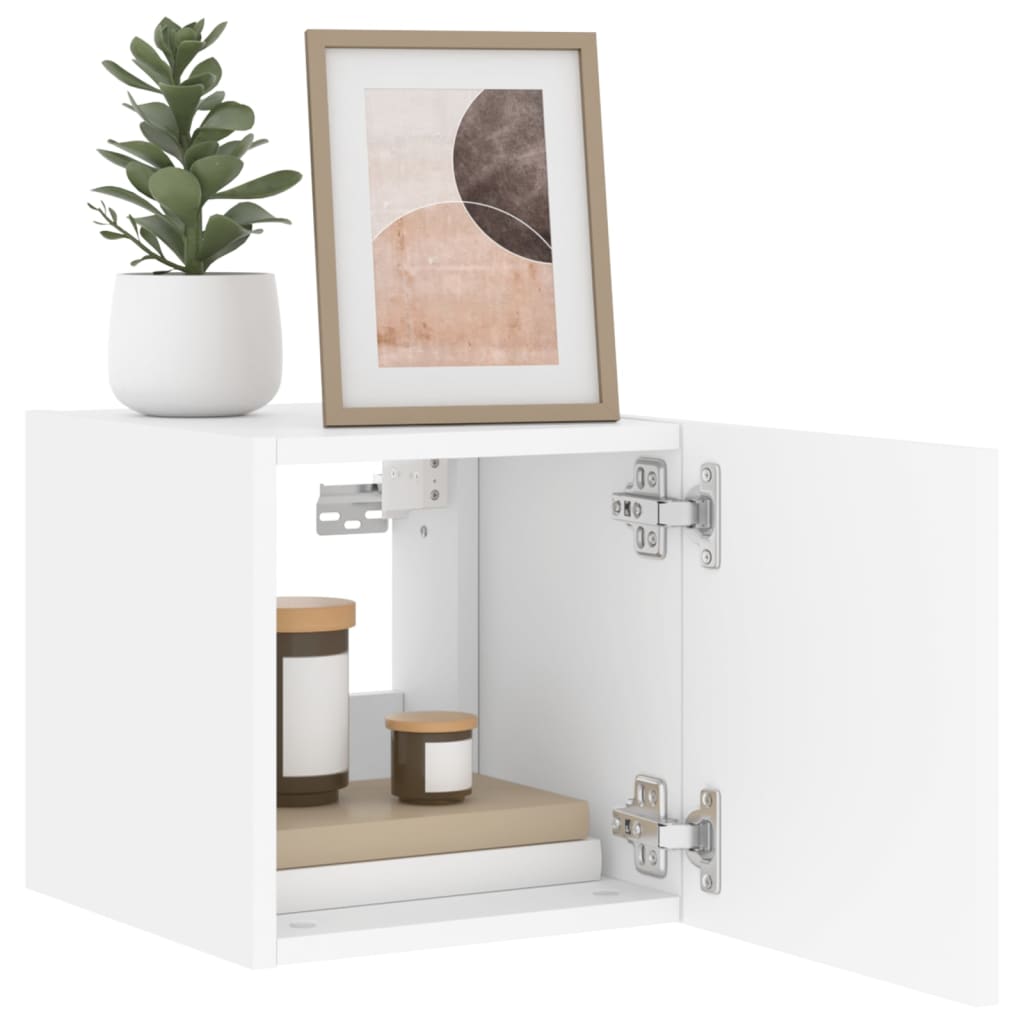 vidaXL Comodă TV de perete cu lumini LED, alb, 30,5x35x30 cm vidaXL Comodă TV de perete cu lumini LED, alb, 30,5x35x30 cm