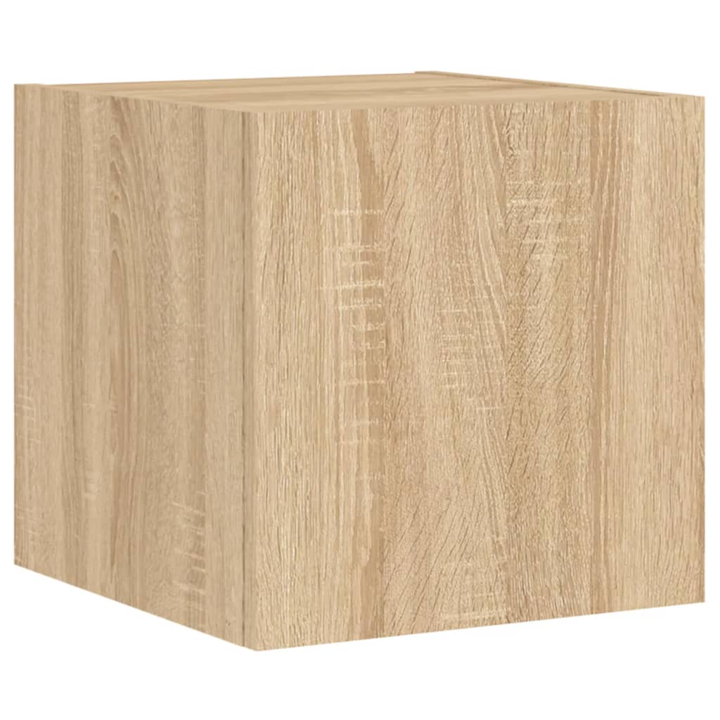 vidaXL Comodă TV de perete cu lumini LED, stejar sonoma, 30,5x35x30 cm vidaXL Comodă TV de perete cu lumini LED, stejar sonoma, 30,5x35x30 cm