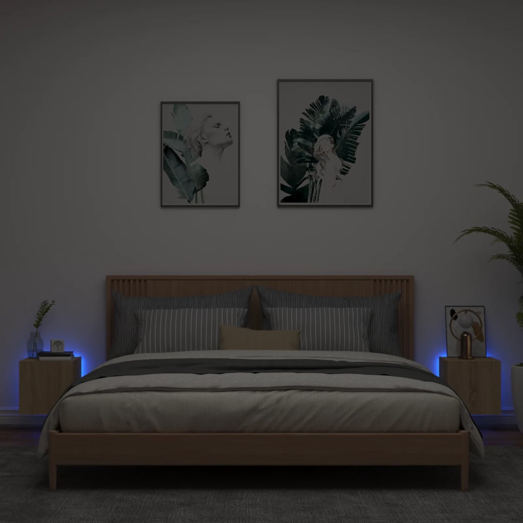 vidaXL Comodă TV de perete cu LED, 2 buc. stejar sonoma, 30,5x35x30 cm vidaXL Comodă TV de perete cu LED, 2 buc. stejar sonoma, 30,5x35x30 cm