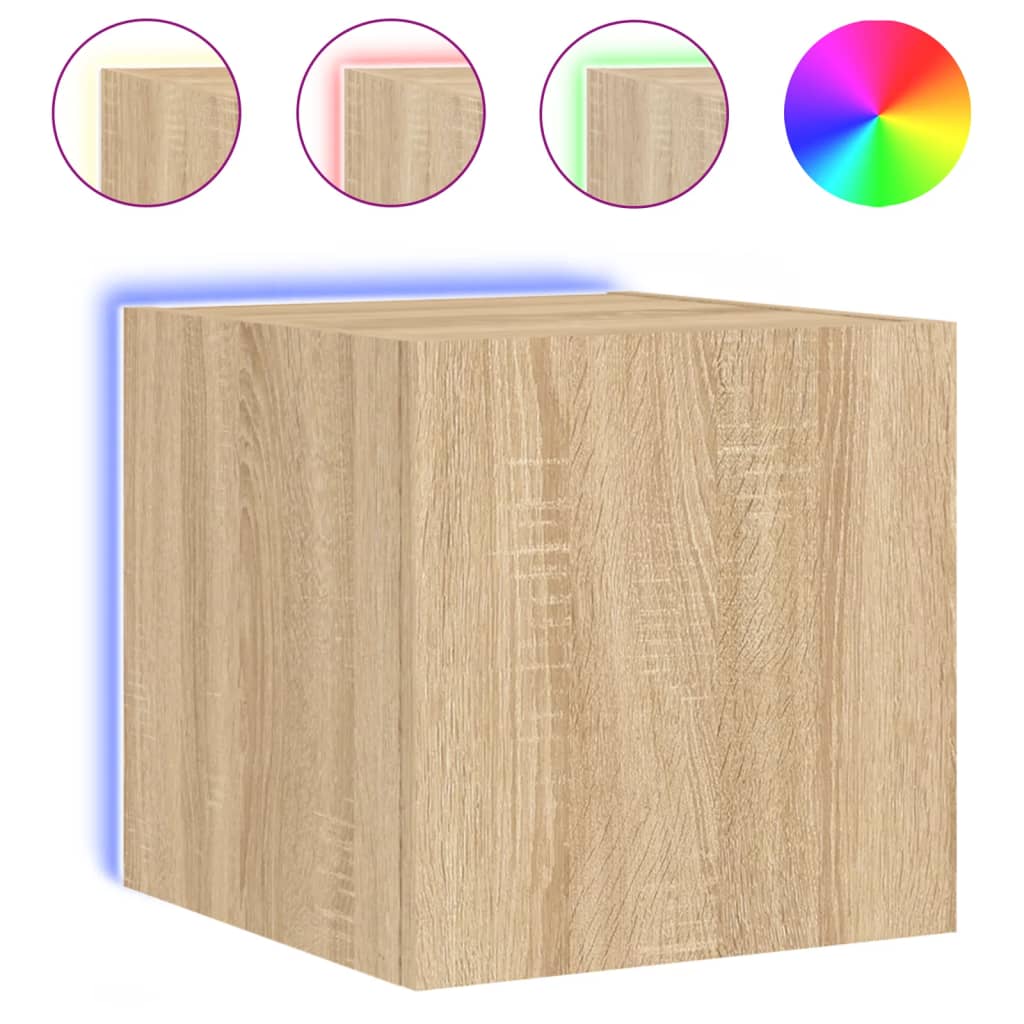 vidaXL Comodă TV de perete cu LED, 2 buc. stejar sonoma, 30,5x35x30 cm vidaXL Comodă TV de perete cu LED, 2 buc. stejar sonoma, 30,5x35x30 cm