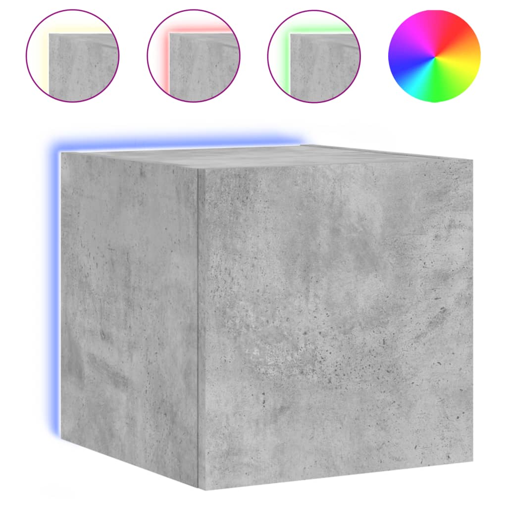vidaXL Comodă TV de perete cu lumini LED, gri beton, 30,5x35x30 cm vidaXL Comodă TV de perete cu lumini LED, gri beton, 30,5x35x30 cm