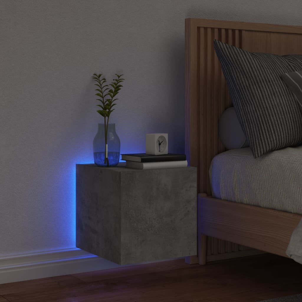 vidaXL Comodă TV de perete cu lumini LED, gri beton, 30,5x35x30 cm vidaXL Comodă TV de perete cu lumini LED, gri beton, 30,5x35x30 cm