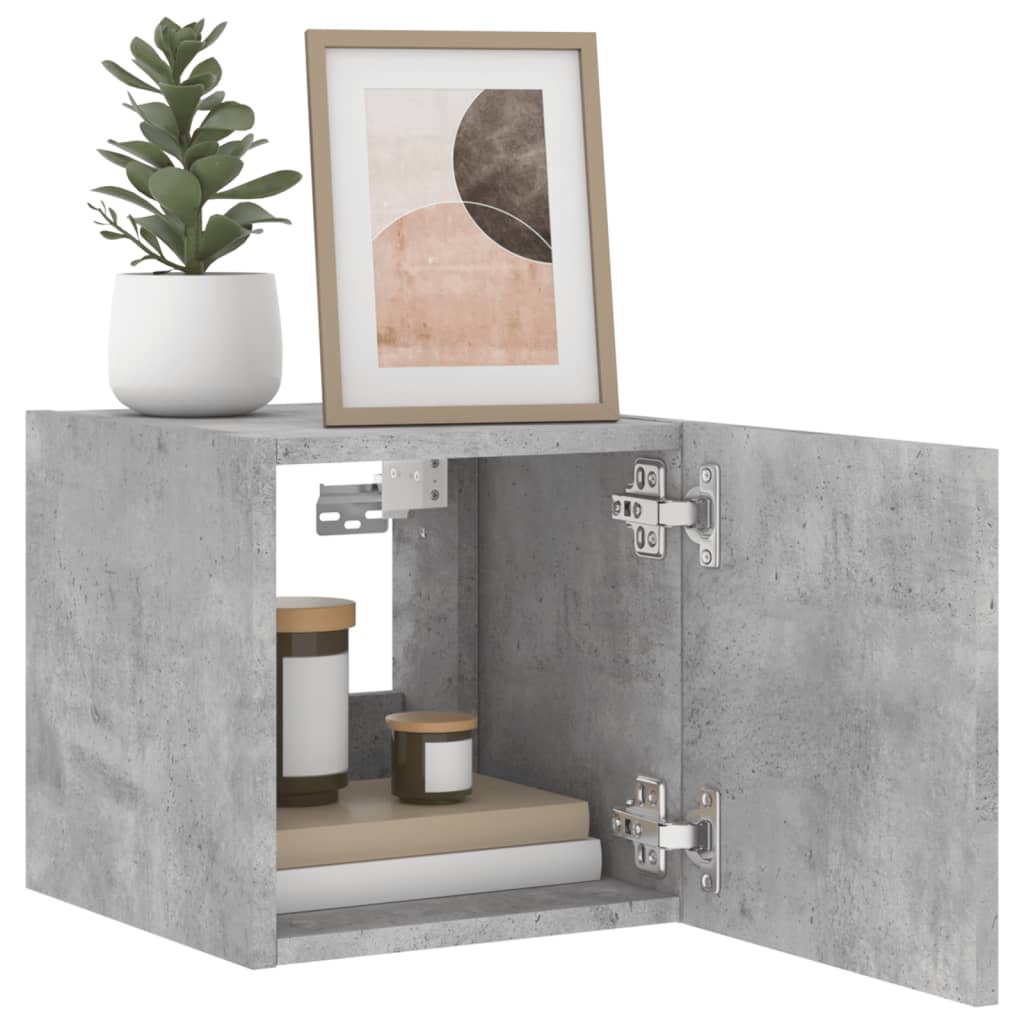 vidaXL Comodă TV de perete cu lumini LED, gri beton, 30,5x35x30 cm vidaXL Comodă TV de perete cu lumini LED, gri beton, 30,5x35x30 cm