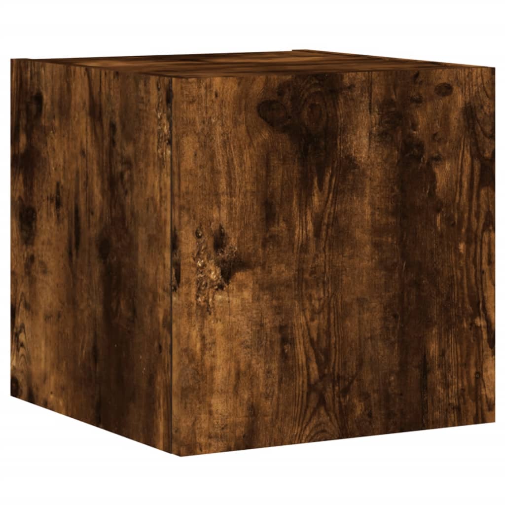 vidaXL Comodă TV de perete cu lumini LED, stejar fumuriu, 30,5x35x30cm vidaXL Comodă TV de perete cu lumini LED, stejar fumuriu, 30,5x35x30cm