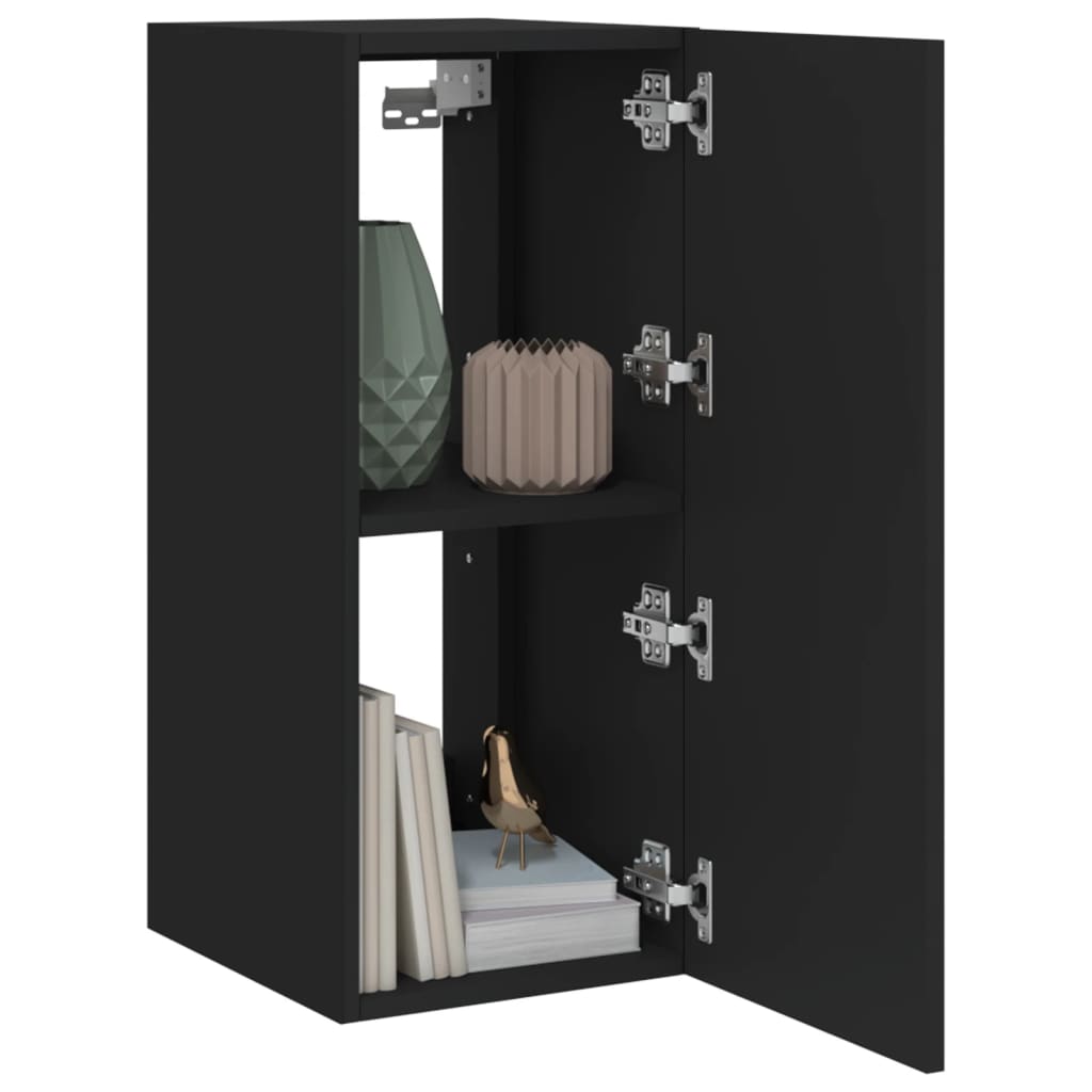 vidaXL Comodă TV de perete cu lumini LED, negru, 30,5x35x70 cm vidaXL Comodă TV de perete cu lumini LED, negru, 30,5x35x70 cm