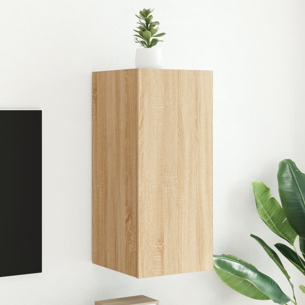 vidaXL Comodă TV de perete cu lumini LED, stejar sonoma, 30,5x35x70 cm vidaXL Comodă TV de perete cu lumini LED, stejar sonoma, 30,5x35x70 cm