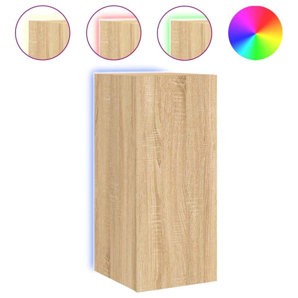 vidaXL Comodă TV de perete cu LED, 2 buc. stejar sonoma, 30,5x35x70 cm vidaXL Comodă TV de perete cu LED, 2 buc. stejar sonoma, 30,5x35x70 cm