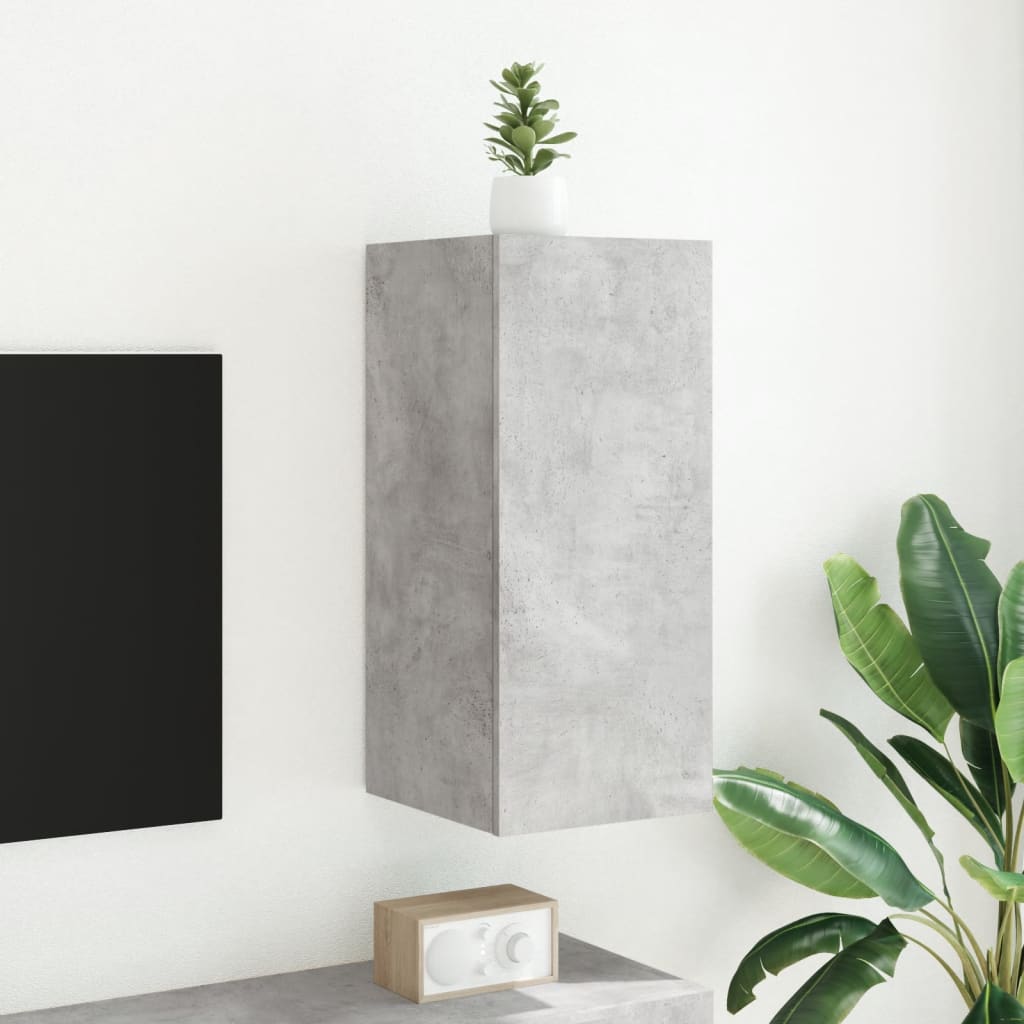 vidaXL Comodă TV de perete cu lumini LED, gri beton, 30,5x35x70 cm vidaXL Comodă TV de perete cu lumini LED, gri beton, 30,5x35x70 cm