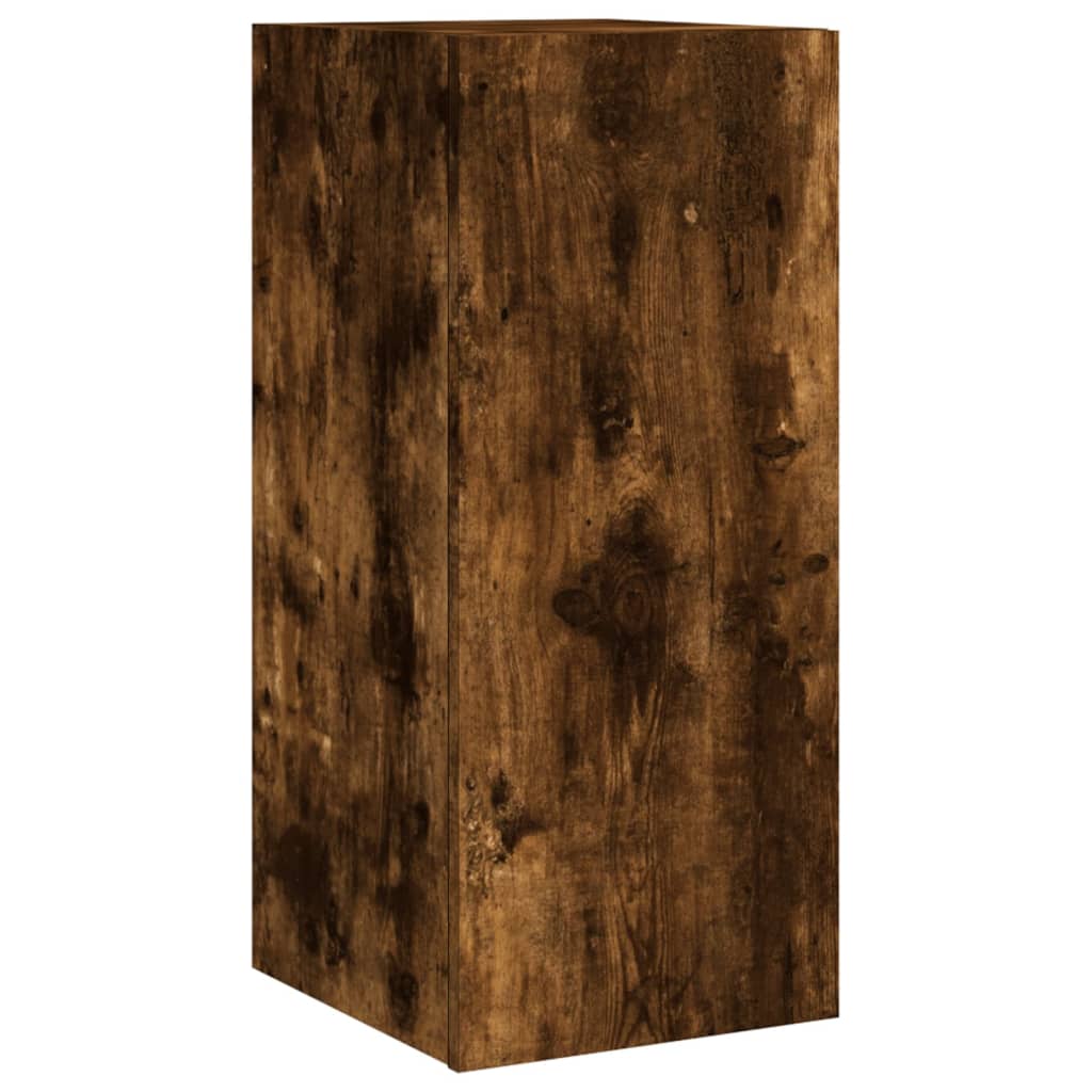 vidaXL Comodă TV de perete cu lumini LED, stejar fumuriu, 30,5x35x70cm vidaXL Comodă TV de perete cu lumini LED, stejar fumuriu, 30,5x35x70cm