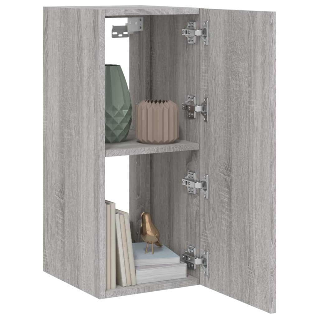 vidaXL Comodă TV de perete cu lumini LED, gri sonoma, 30,5x35x70 cm vidaXL Comodă TV de perete cu lumini LED, gri sonoma, 30,5x35x70 cm