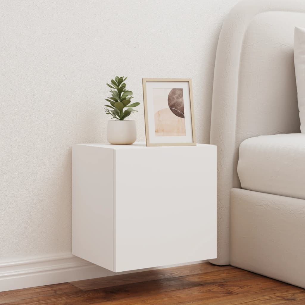 vidaXL Comodă TV de perete cu lumini LED, alb, 40,5x35x40 cm vidaXL Comodă TV de perete cu lumini LED, alb, 40,5x35x40 cm