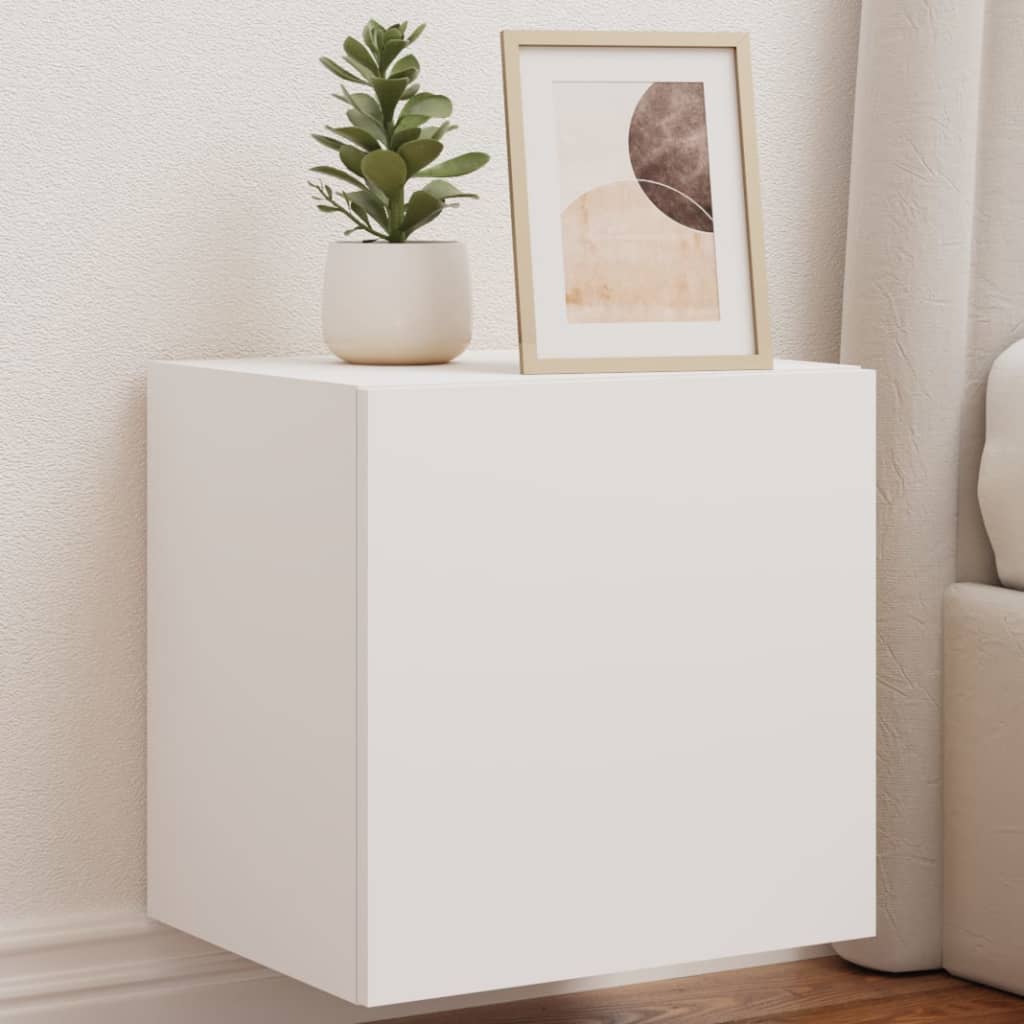 vidaXL Comodă TV de perete cu lumini LED, alb, 40,5x35x40 cm vidaXL Comodă TV de perete cu lumini LED, alb, 40,5x35x40 cm
