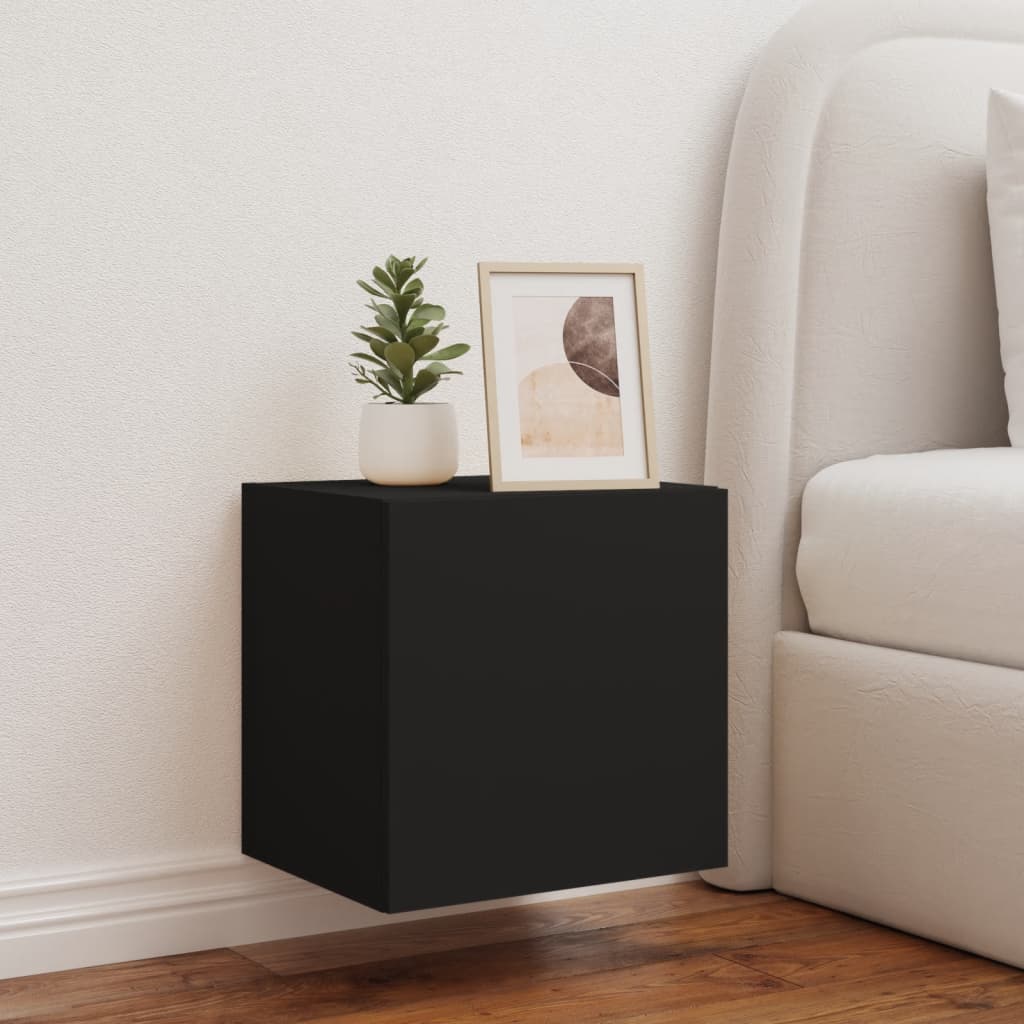 vidaXL Comodă TV de perete cu lumini LED, negru, 40,5x35x40 cm vidaXL Comodă TV de perete cu lumini LED, negru, 40,5x35x40 cm